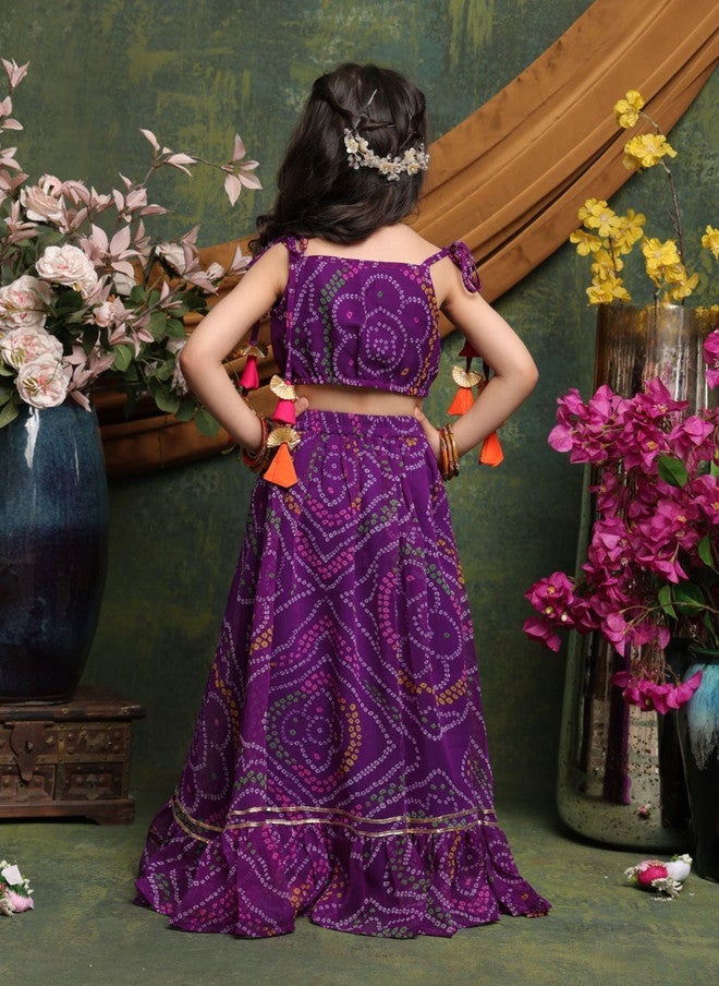 Saka Designs Purple Printed Lehenga Choli Set for Girls - Image 5