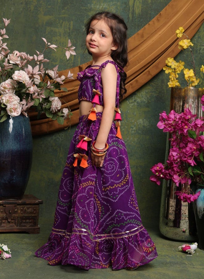 Saka Designs Purple Printed Lehenga Choli Set for Girls - Image 4