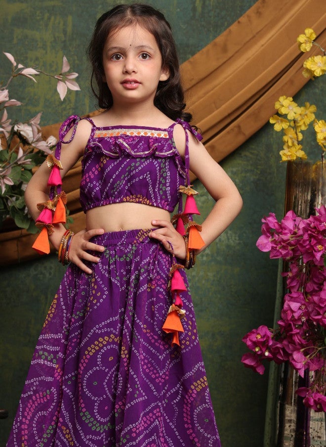 Saka Designs Purple Printed Lehenga Choli Set for Girls - Image 3