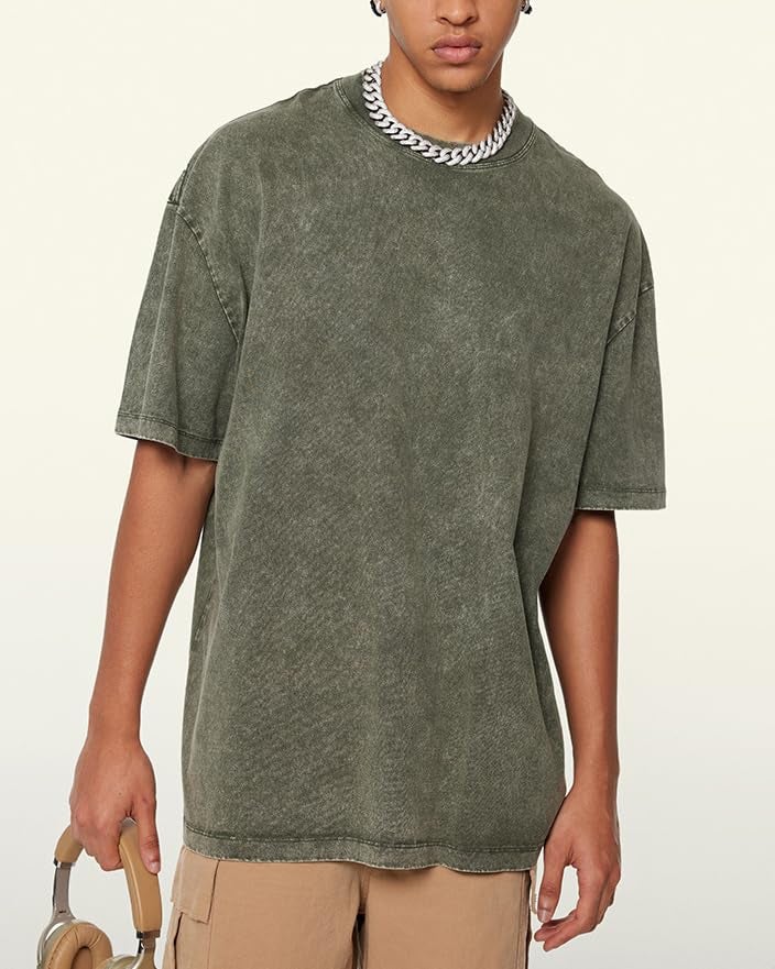 POHADON 3 Pcs Men's Oversized Cotton Summer T-Shirts - Vintage Baggy Tee Loose Fit Short Sleeve T-Shirts Casual Streetwear (J,M) - Image 2