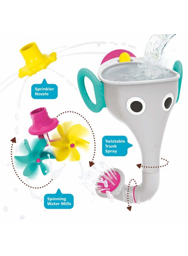 Yookidoo Elephant Trunk Funnel Baby Bath Toy - FunEleFun Fill ‘N' Sprinkle - Fun and Imaginative Play with 3 Interchangeable Trunk Accessories for Ages 18m+ (Grey) - Image 3