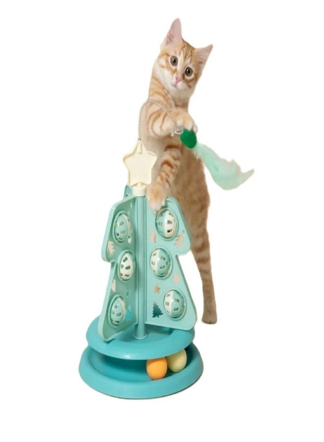 JingleTree Spinner Cat Toy, Christmas Tree Interactive Cat Activity Tower with Bells, Rolling Balls and Hanging Teaser, Indoor Kitten Exercise & Mental Stimulation Toy for Cats - Image 3