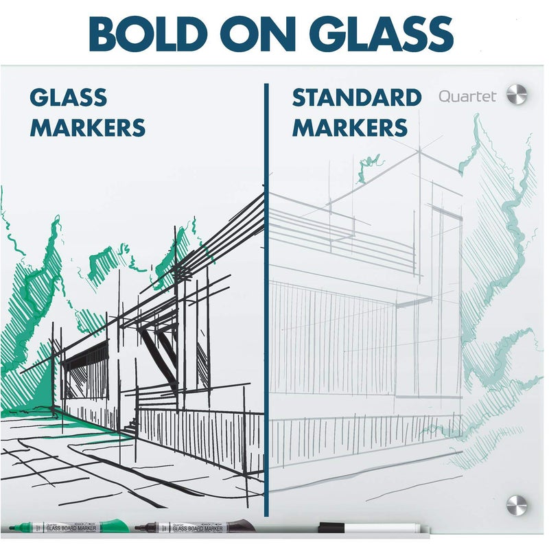 Quartet أقلام ماركر جافة للسبورة الزجاجية من كوارتيه، متميزة، طرف دائري، أسود، عبوة 12 (79553) - Image 2