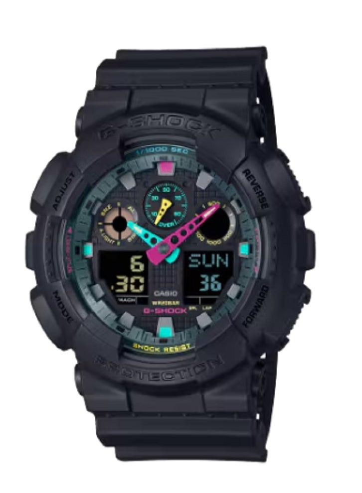 CASIO G-Shock GA-100MF-1ADR "Multi-Fluorescent Accents" Analog-Digital Watch - Image 1