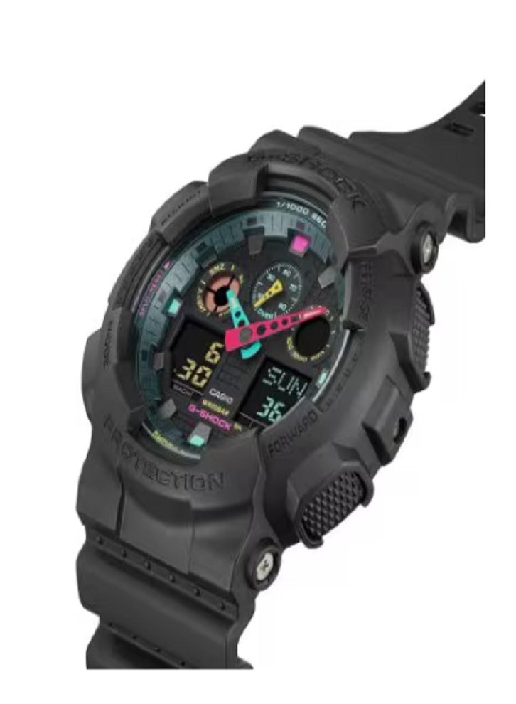 CASIO G-Shock GA-100MF-1ADR "Multi-Fluorescent Accents" Analog-Digital Watch - Image 2