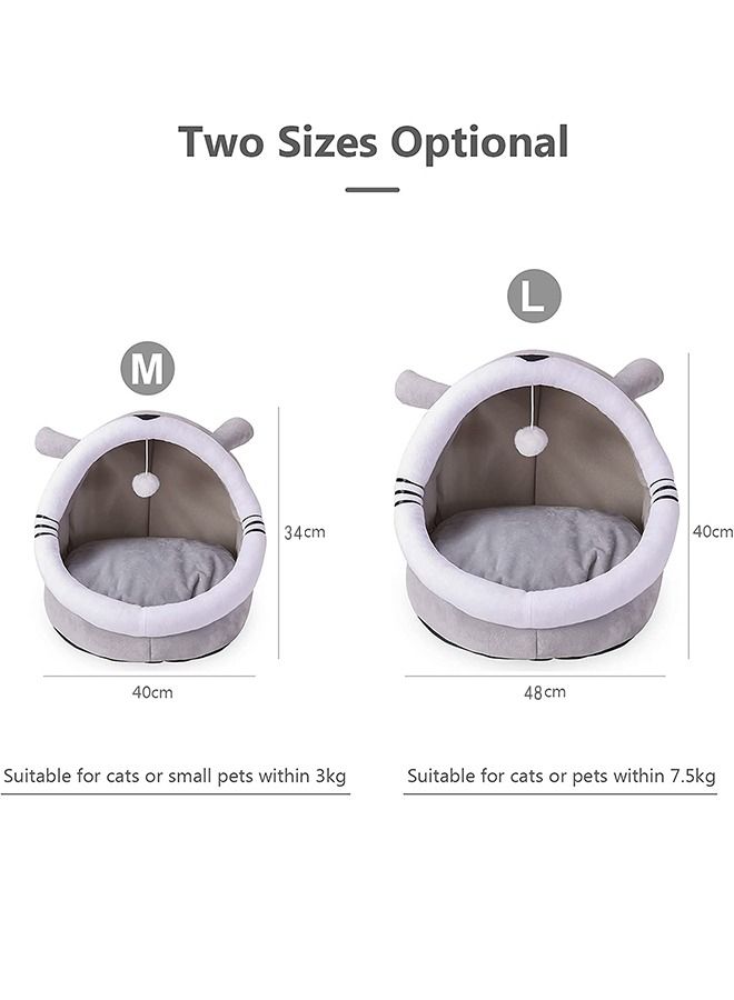 Cat Beds for Indoor Cats Cat Bed Cave with Removable Washable Cushioned Pillow Soft Plush Premium Cotton No Deformation Pet Bed Roomy Bear Cat House Design Multiple Sizes M - Image 2