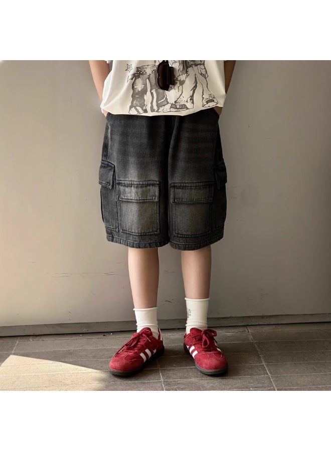 Boys' Pants Summer  New Style Children's Casual Workwear Shorts Denim Shorts For Older Kids Five-point Pants - Image 2