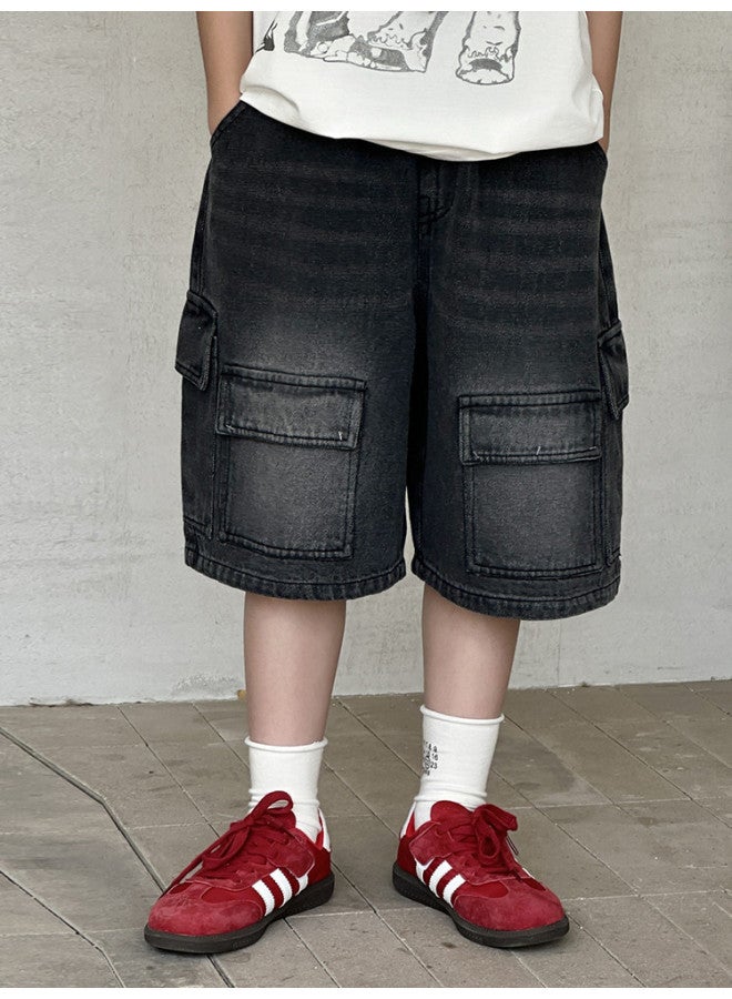 Boys' Pants Summer  New Style Children's Casual Workwear Shorts Denim Shorts For Older Kids Five-point Pants - Image 1