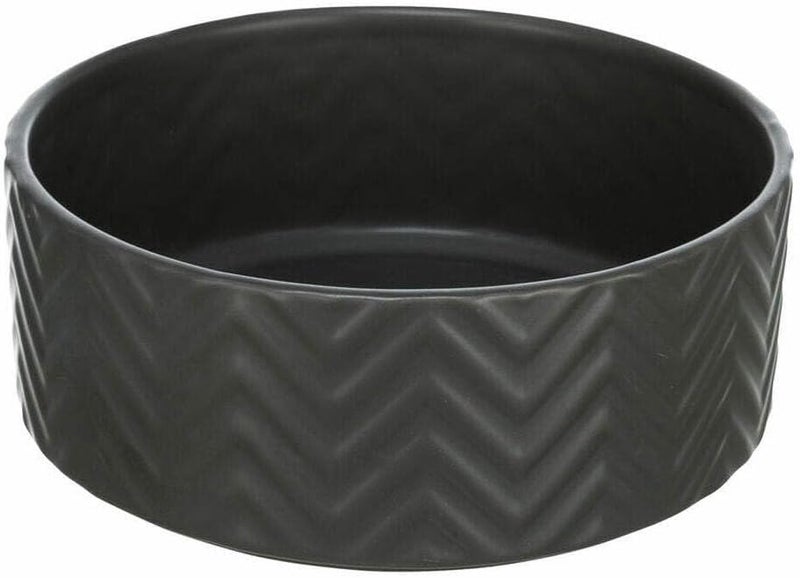 Trixie Wavy Pattern Ceramic Dog Bowl - Black 16cm - Image 1