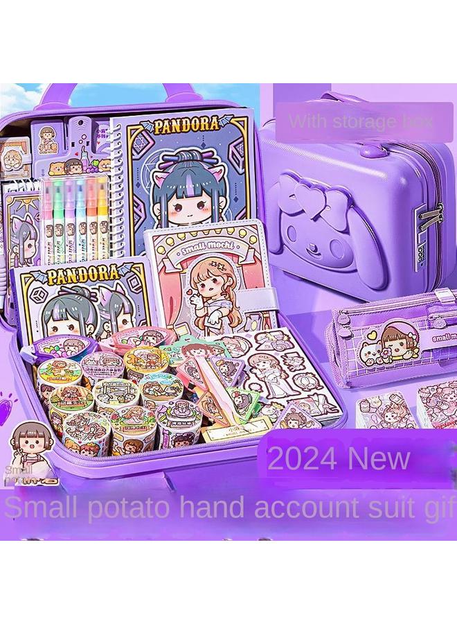 Bluejw Small Potato Hand Account Goo Card Suit Girl Toy Tape Sticker With Gift Box Hand Account Book Suit Material One - Image 2
