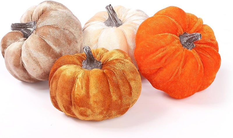 Coferset 4pcs Velvet Pumpkin Decor Set - Image 1
