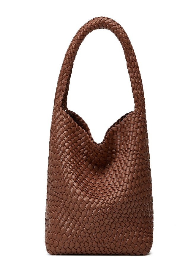 Sumrains Woven Bags for Women Tote Purse: Vegan Leather Shoulder Handbags - Medium Beach Tote Bags - Handwoven Satchel Underarm Purse for Holidays (Brown Color) - Image 1