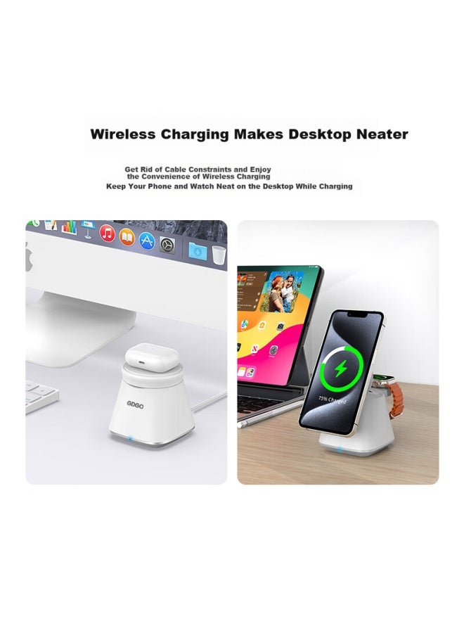 Gdgo Qi2+ Apple Certified 2-in-1 Wireless Charger For Phone And Watch, Magsafe Magnetic Suction, Fast Charging For S10/s9, Compatible With Iphone 16, Earphones, And Iwatch - Image 2