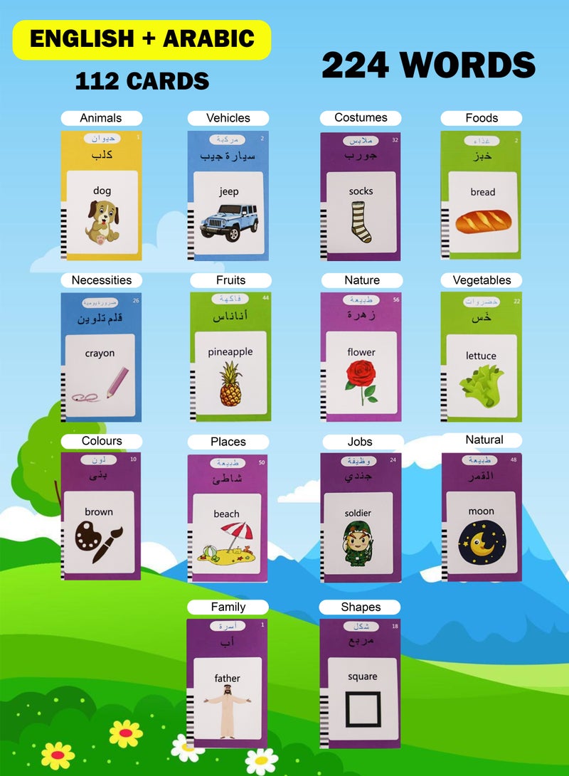 general Talking Audio Flashcards Toy Bilingual English Arabic Learning 112 Pieces Cards 224 Flashcards Words with Writing Pad Early Educational Toys for your Babies Kids and Toddlers Preschool Learning for - Image 3