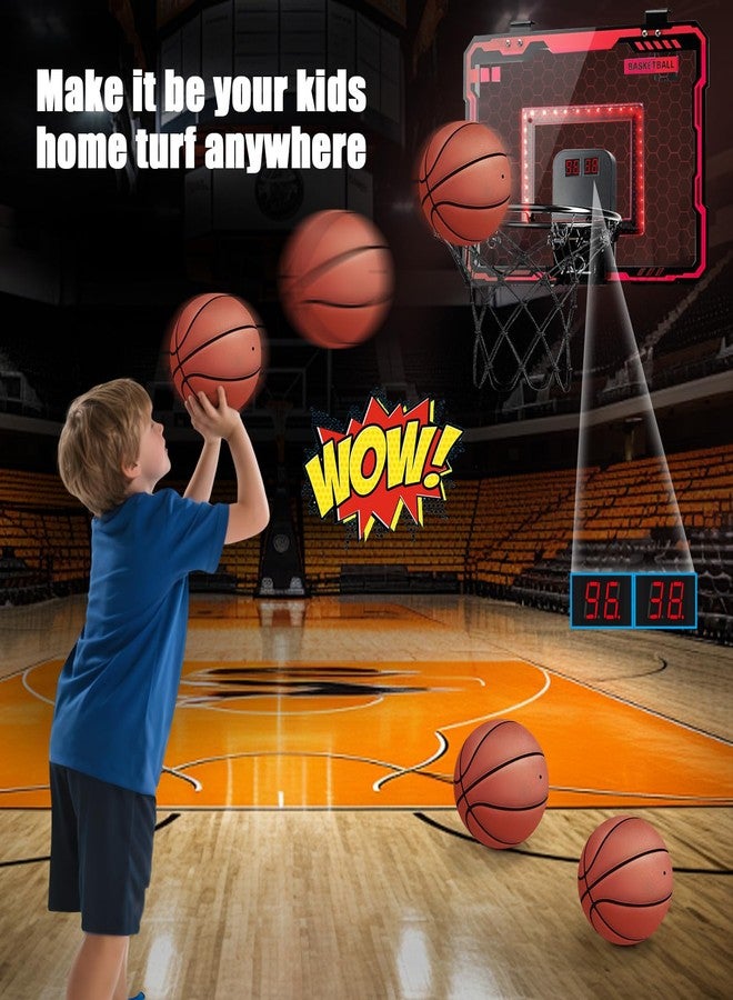 VROGTIK Indoor Basketball Hoop for Kids with Red Led Lights Mini Basketball Hoop with Scoreboard Over The Door Basketball Hoops Birthday Gifts for Kid Basketball Toys for 4-12 Year Old Boys Girls - Image 2