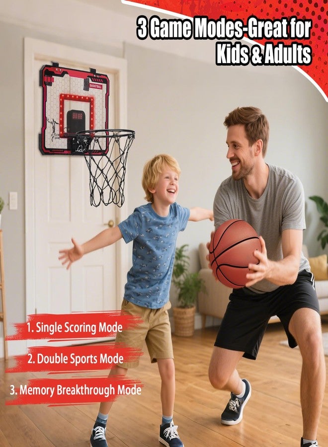 VROGTIK Indoor Basketball Hoop for Kids with Red Led Lights Mini Basketball Hoop with Scoreboard Over The Door Basketball Hoops Birthday Gifts for Kid Basketball Toys for 4-12 Year Old Boys Girls - Image 3