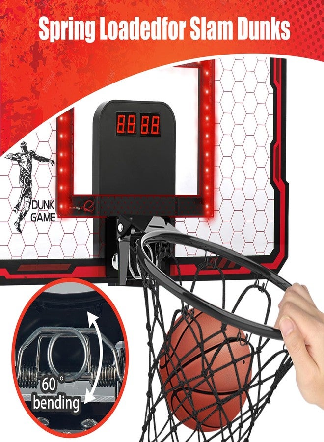 VROGTIK Indoor Basketball Hoop for Kids with Red Led Lights Mini Basketball Hoop with Scoreboard Over The Door Basketball Hoops Birthday Gifts for Kid Basketball Toys for 4-12 Year Old Boys Girls - Image 4