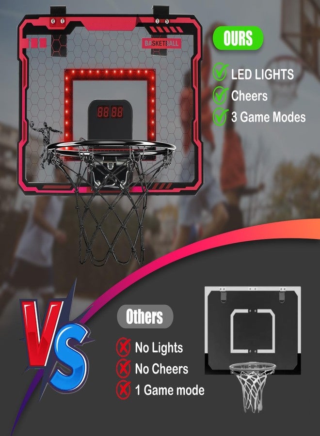 VROGTIK Indoor Basketball Hoop for Kids with Red Led Lights Mini Basketball Hoop with Scoreboard Over The Door Basketball Hoops Birthday Gifts for Kid Basketball Toys for 4-12 Year Old Boys Girls - Image 5
