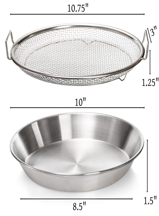 Tlence 10.3" Kitchen Oil Filter Tray, Stainless Steel Air Fryer Mesh Pan, Draining Basket Accessories for Fried Food, Cooking Net Strainer Colander for Barbecue Grill Vegetable Dessert - Image 2