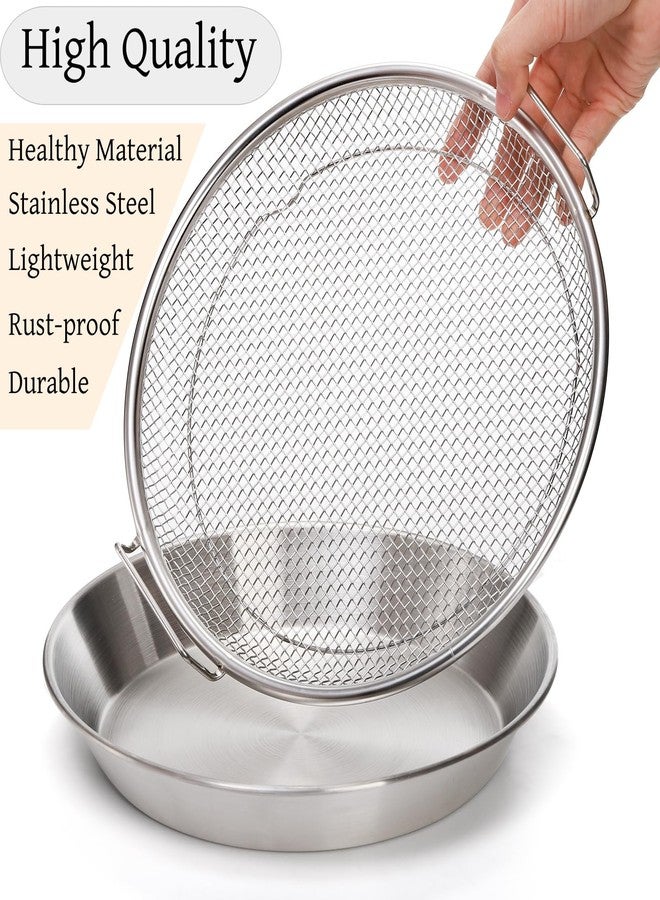 Tlence 10.3" Kitchen Oil Filter Tray, Stainless Steel Air Fryer Mesh Pan, Draining Basket Accessories for Fried Food, Cooking Net Strainer Colander for Barbecue Grill Vegetable Dessert - Image 5