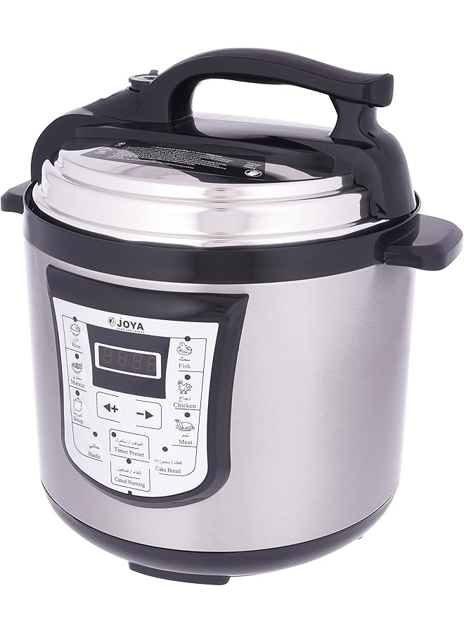 JOYA Electric Pressure Cooker For Fast Cooker (6 Liters) Pressure Pot Arabic Cooker Silver - Image 1