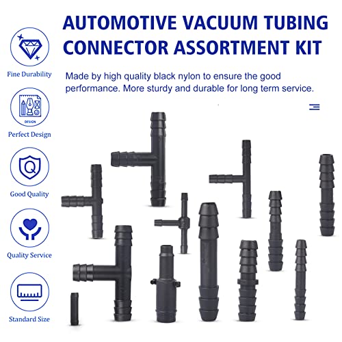 BUSY-CORNER Vacuum Connector Assortment Heat Resistance 240℃（460℉）Automotive Vacuum Tubing Connector Vacuum Tee Connector Assortment Kit Nylon 113 Pieces BUSY-CORNER - Image 4