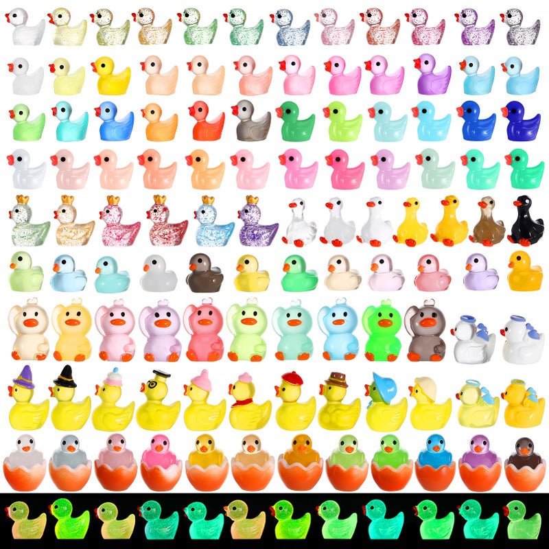 GGSTDDUP 109PCS Luminous Mini Resin Ducks, 10 Series Tiny Duck Bulk Glow in The Dark, Cute Tiny Ducks Resin Miniatures for Fairy Garden, Dollhouse, Aquarium, Potted, Cake Topper, Miniature Landscape - Image 1