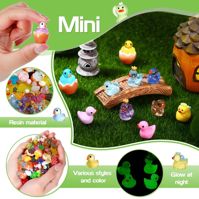 GGSTDDUP 109PCS Luminous Mini Resin Ducks, 10 Series Tiny Duck Bulk Glow in The Dark, Cute Tiny Ducks Resin Miniatures for Fairy Garden, Dollhouse, Aquarium, Potted, Cake Topper, Miniature Landscape - Image 4
