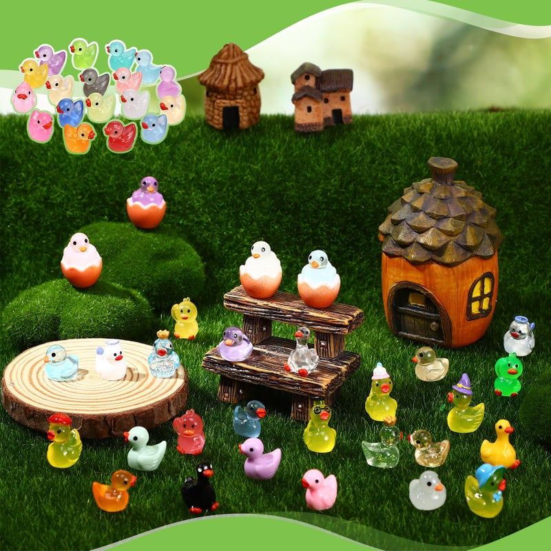 GGSTDDUP 109PCS Luminous Mini Resin Ducks, 10 Series Tiny Duck Bulk Glow in The Dark, Cute Tiny Ducks Resin Miniatures for Fairy Garden, Dollhouse, Aquarium, Potted, Cake Topper, Miniature Landscape - Image 5