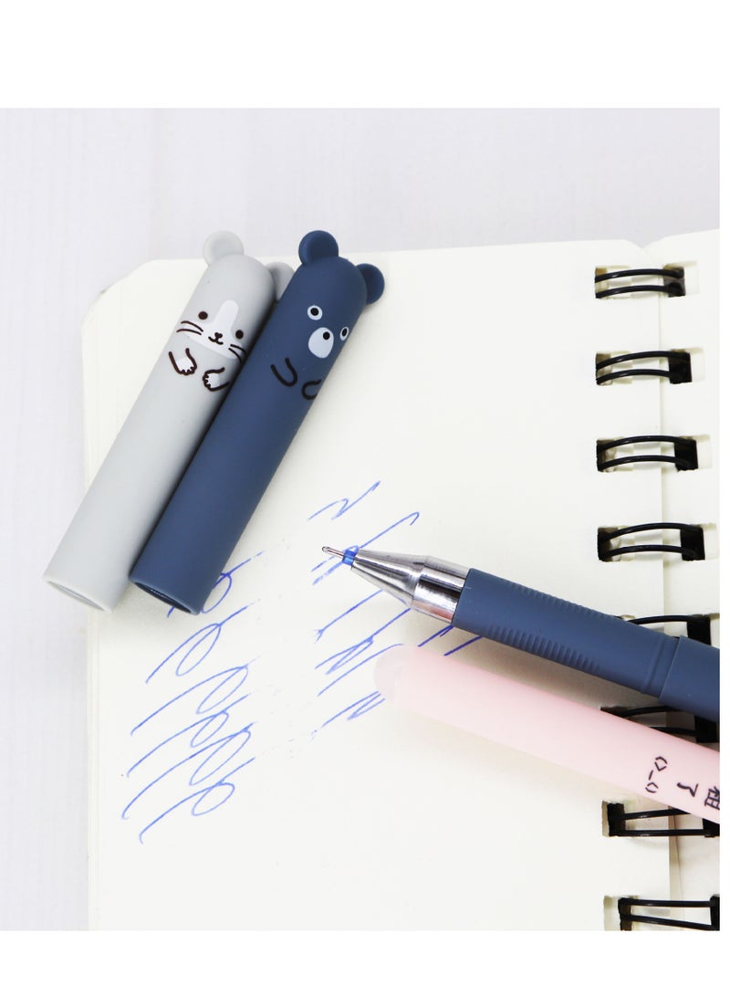 Generic 4-Piece Animal Pattern Erasable Gel Pen Blue/Black  - Image 3