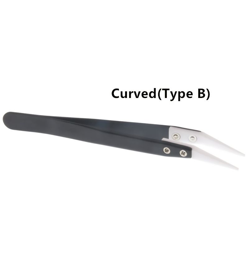 Anti Static Ceramic Tweezers Curved Type C Industrial Insulated Tweezers - Image 5