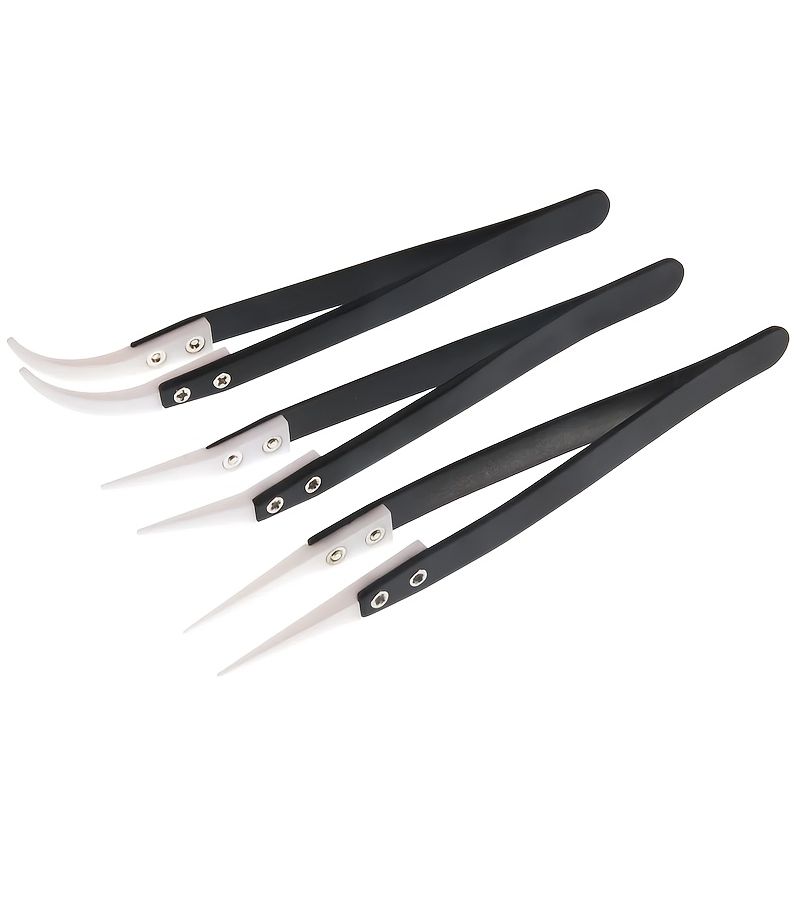 Anti Static Ceramic Tweezers Curved Type C Industrial Insulated Tweezers - Image 2
