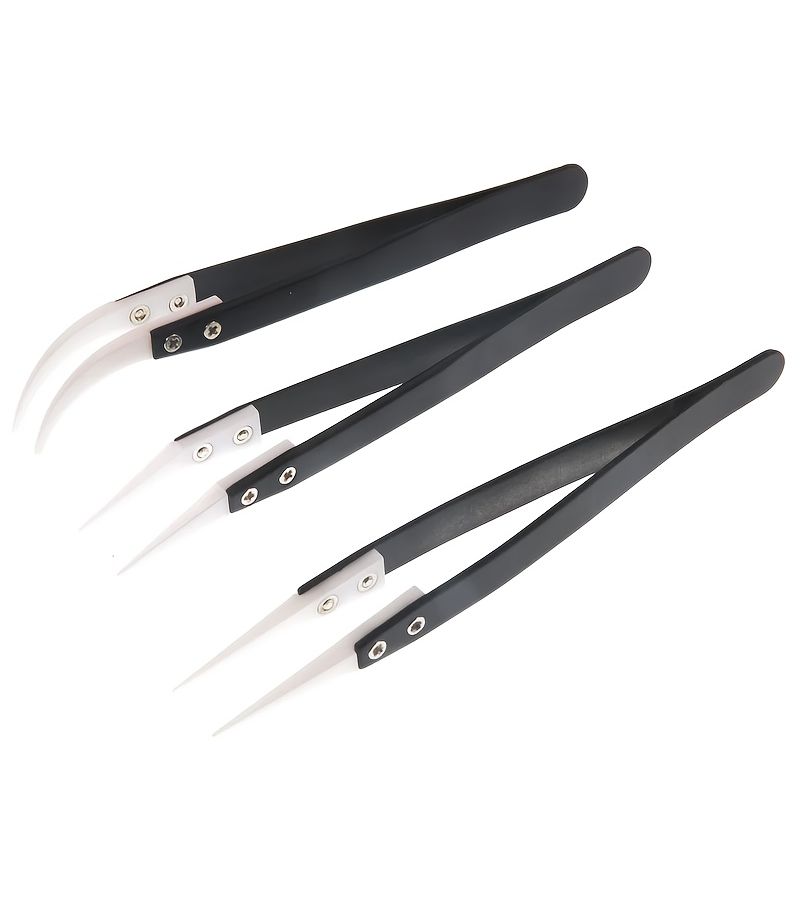 Anti Static Ceramic Tweezers Curved Type C Industrial Insulated Tweezers - Image 1
