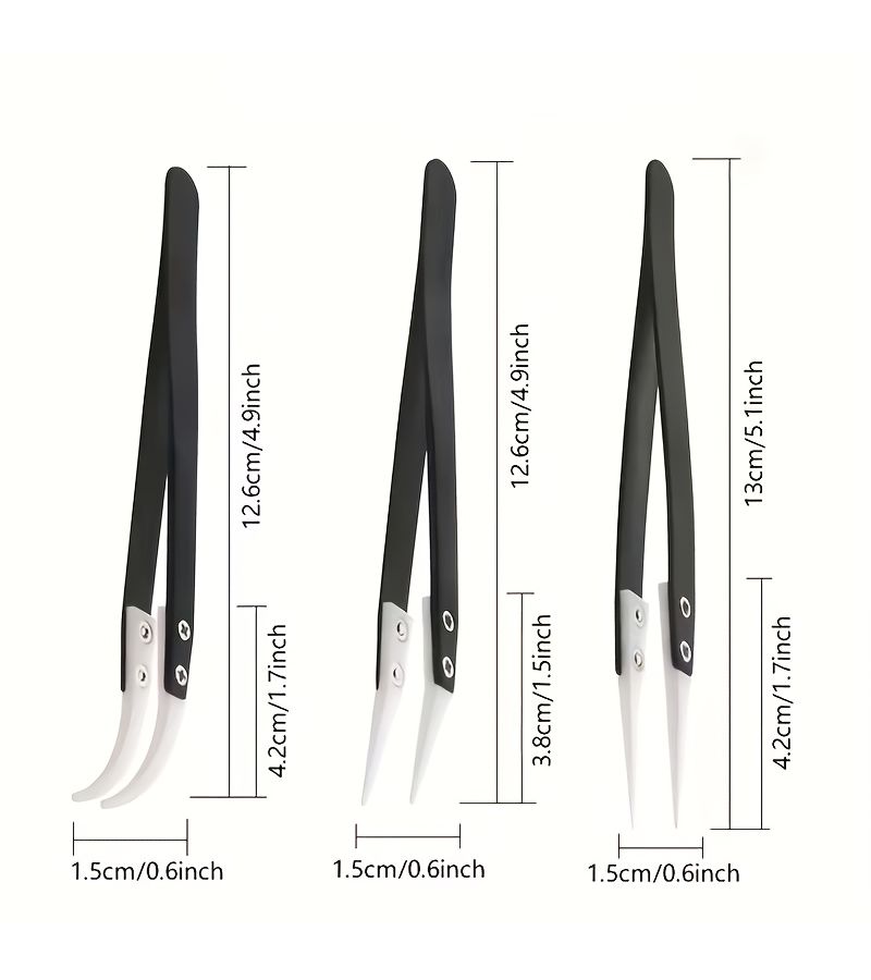 Anti Static Ceramic Tweezers Curved Type C Industrial Insulated Tweezers - Image 3