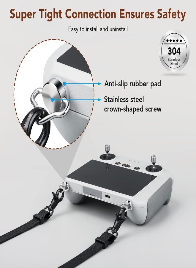 Lykus حزام لانيارد/حزام عنق/طوق ل DJI RC/RC 2/RC Pro/RC Plus، حزام أسود، براغي على شكل تاج، متوافق مع DJI Mini 4 Pro، Air 3، Mini 3/Pro، Mavic 3 Pro/Classic - Image 4