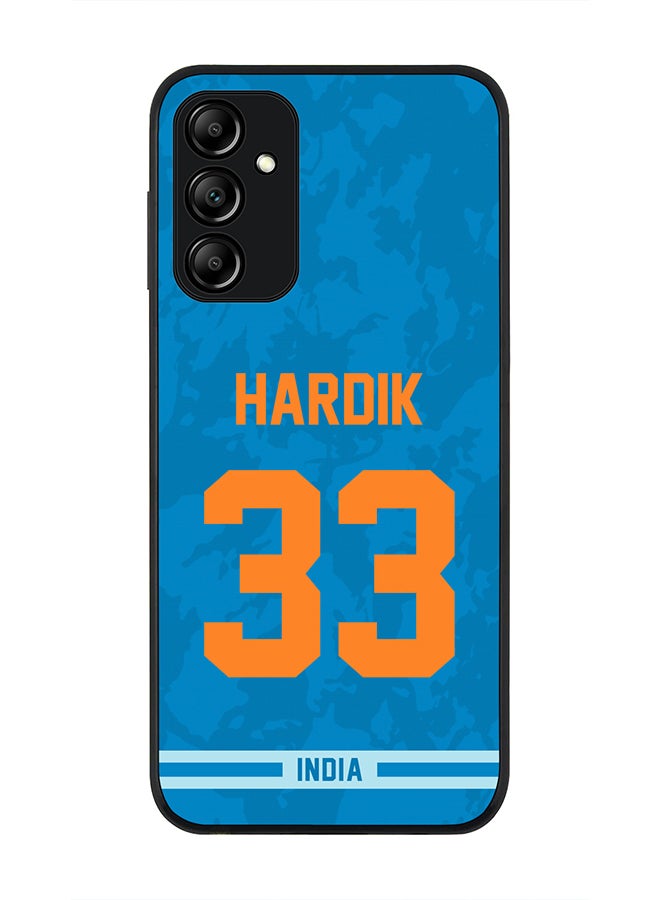 Stylizedd Rugged Black Edge Case for Samsung Galaxy A14 / A14 5G, Slim fit Soft Case Flexible Thin Cover - Player Name - Hardik Pandya, Jersey Number- 33 - Image 1