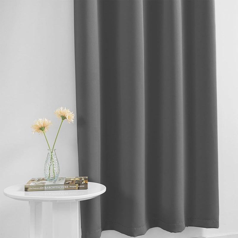 Muamar 2pcs Self Adhesive 100% Blackout Curtains for Bedroom Portable Curtains Easy Install  Rental House Curtains Temporary Curtains Grey 52"" W X 63"" L - Image 4