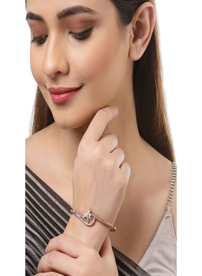KENNICE Rose Gold American Diamond Studded Artistically Designed Celebrity Inspired Bracelet Jewellery For Girl and Women - Image 2