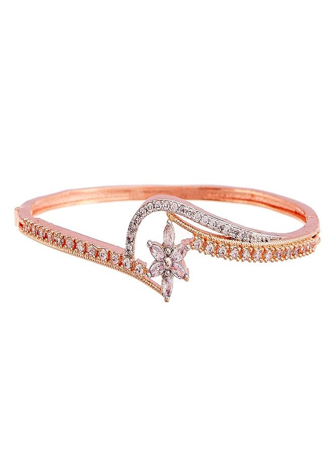 KENNICE Rose Gold American Diamond Studded Artistically Designed Celebrity Inspired Bracelet Jewellery For Girl and Women - Image 3
