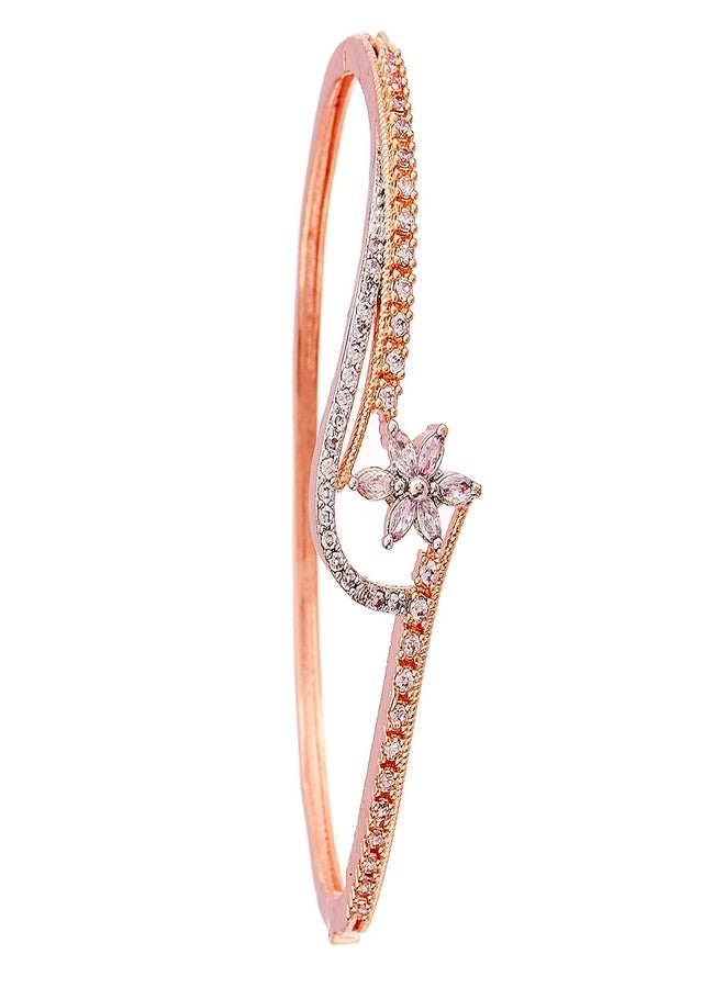 KENNICE Rose Gold American Diamond Studded Artistically Designed Celebrity Inspired Bracelet Jewellery For Girl and Women - Image 1
