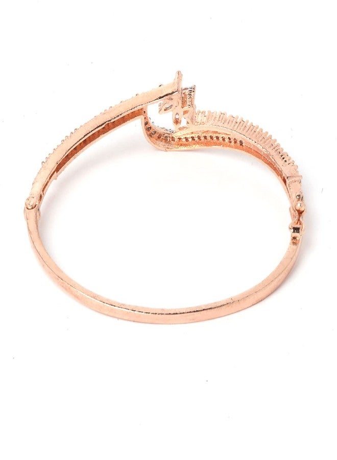 KENNICE Rose Gold American Diamond Studded Artistically Designed Celebrity Inspired Bracelet Jewellery For Girl and Women - Image 5