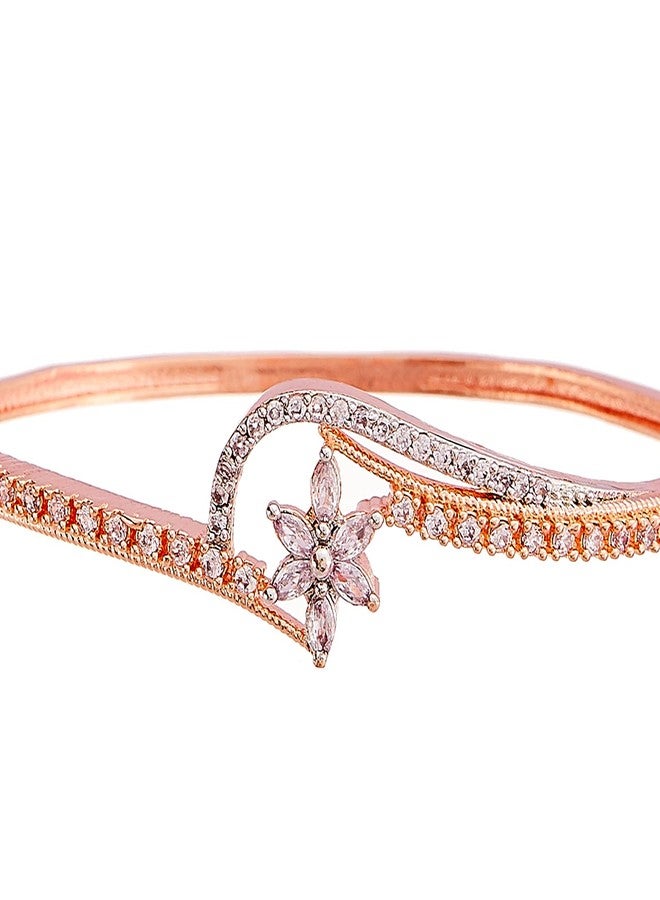KENNICE Rose Gold American Diamond Studded Artistically Designed Celebrity Inspired Bracelet Jewellery For Girl and Women - Image 4
