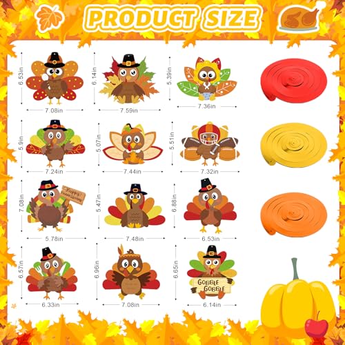 Sereliy Thanksgiving Hanging Ceiling Decorations 24pcs Hanging Swirls Turkey Decorations Friendsgiving Thanksgiving Party Decor for Home Classroom Office - Image 3