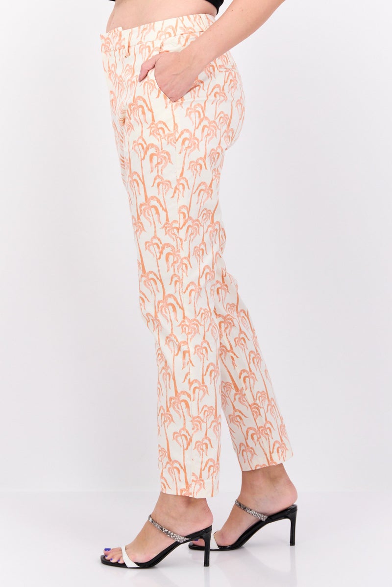 Scotch & Soda Women Slim Fit Allover Print Chino Pants, White Combo - Image 3