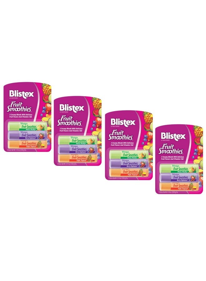 بليستكس مرطبات الشفاه بنكهة الفواكه، 3 أعواد، 0.10 أونصة لكل عبوة، 4 قطع - Image 1