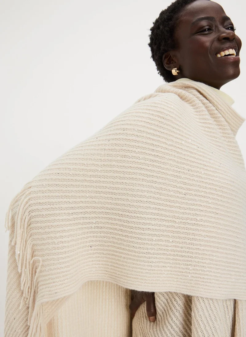 Matalan Oatmeal Sequin Shawl