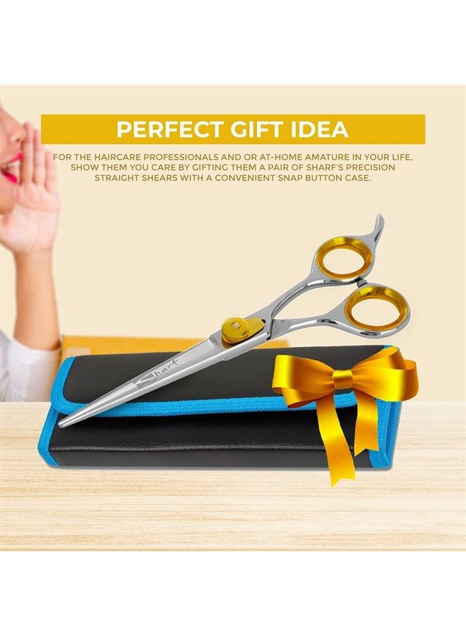 SHARF Gold Touch Barber 6.5 Inch, Professional Straight Shears 440c Japanese Stainless Steel Barber Scissors for Men and Women - Image 2