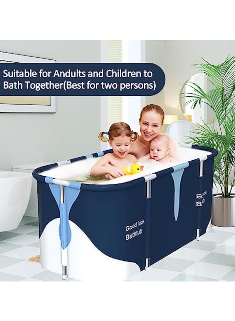هاي هونور حوض استحمام كبير جدًا قابل للطي محمول قابل للطي مع غطاء للكبار، حوض استحمام عائلي قابل للطي 140 سم، حوض استحمام متعدد الطبقات سميك مع غطاء لحوض الاستحمام (نمط الحليب) - Image 5
