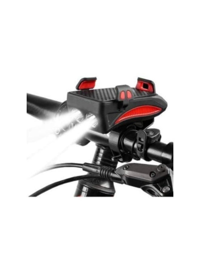 Dreamzon Bike Lights with Phone Holder, LED headlight USB Rechargeable bicycle bracket horn 4 in 1 Bicycle Front Light - Image 1