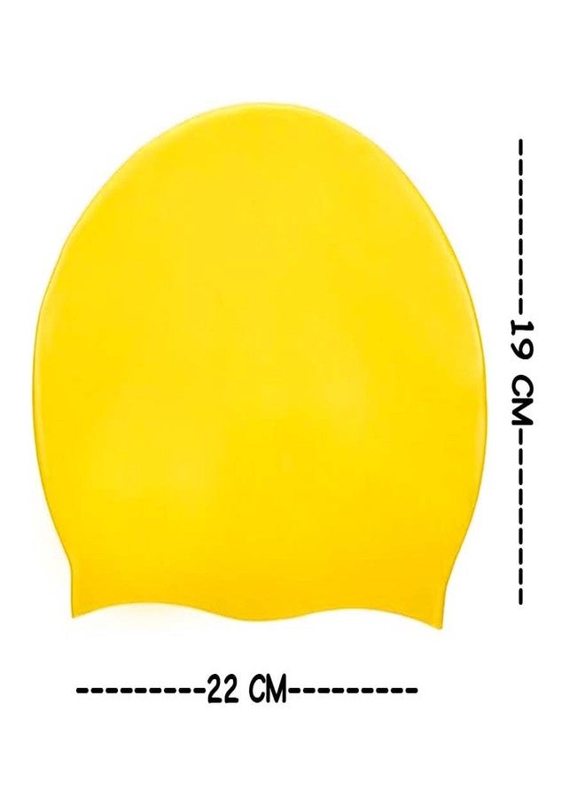 Fully Waterproof Silicon Swimming Pool Cap for Kids and Adults (Pack of 1) (Yellow) - Image 2